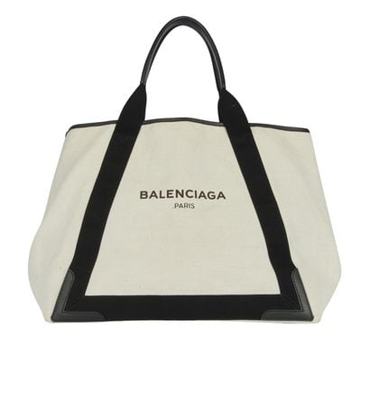 Large Cabas Logo Tote, &pound;450, Handbags, Black/White, Canvas/Leather, Front view